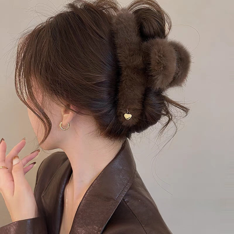 Fuzzy hair-pulling clips